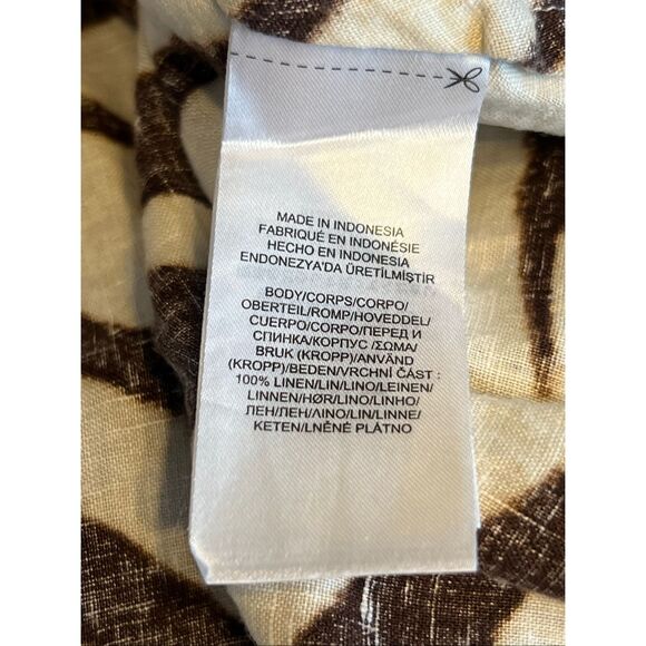 Ralph Lauren Shirt Dress 14 100% Linen Zebra Safari Print Waist Tie 3/4 Sleeve - Picture 11 of 11